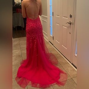prom dress size 2-4, hot pink with flower details